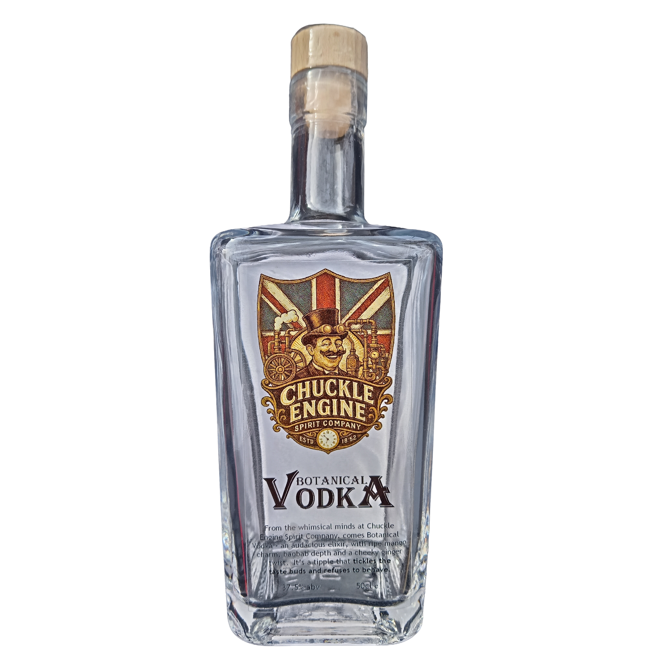Chuckle Engine Botanical Vodka 500ml bottle – mango, baobab & ginger craft vodka