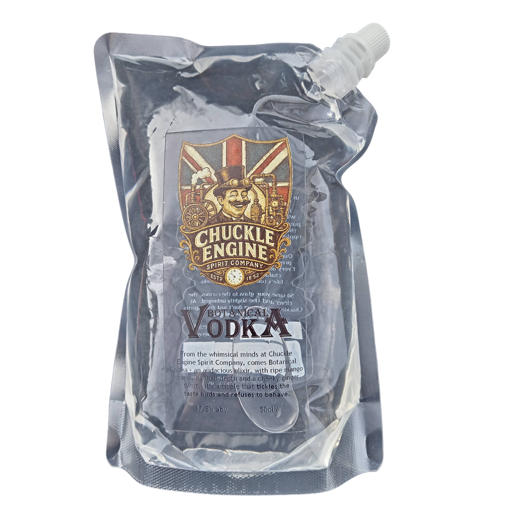 Chuckle Engine Botanical Vodka 500ml festival party refill pouch