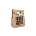 Chuckle Engine gin, rum and botanical vodka miniature gift set with three 5cl craft spirits in a kraft gift bag.